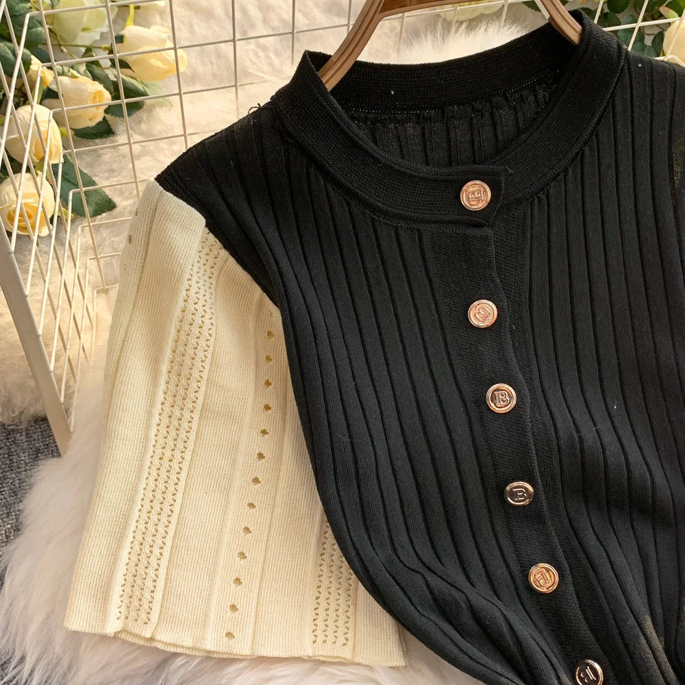 YuooMuoo Women Dress 2026 Spring and Summer Elegant Patchwork One-Piece Knitted Maxi Dress Office Lady Slim Waist Sweater Dress