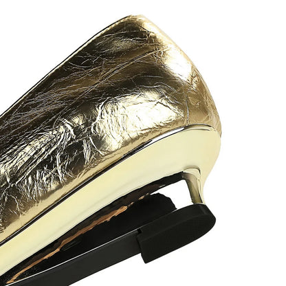 BIGTREE Shoes Women Wedges Shoes Pointed End Women Pumps Comfort Women's Shoes Low-Heel 3 CM Fashion Banquet Shoes Gold Sliver