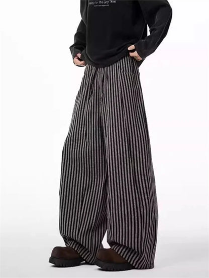 Women's Black Gothic Striped Long Pants Baggy Sweatpants Harajuku Y2k Emo Vintage Oversize Trousers Japanese 2000s Style Clothes