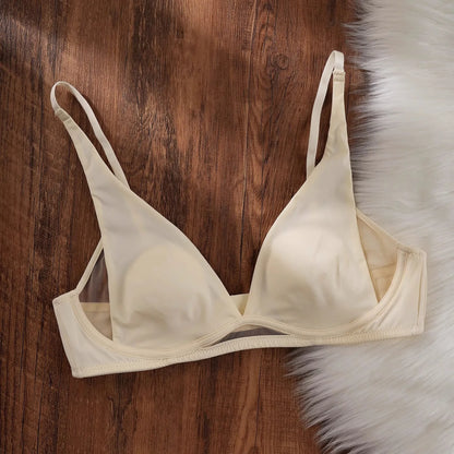 Sexy Deep V Rabbit Ear Bra, Wireless Invisible Summer Bra for Women, Thin Breathable Comfort Bralette Small Chest No Underwire