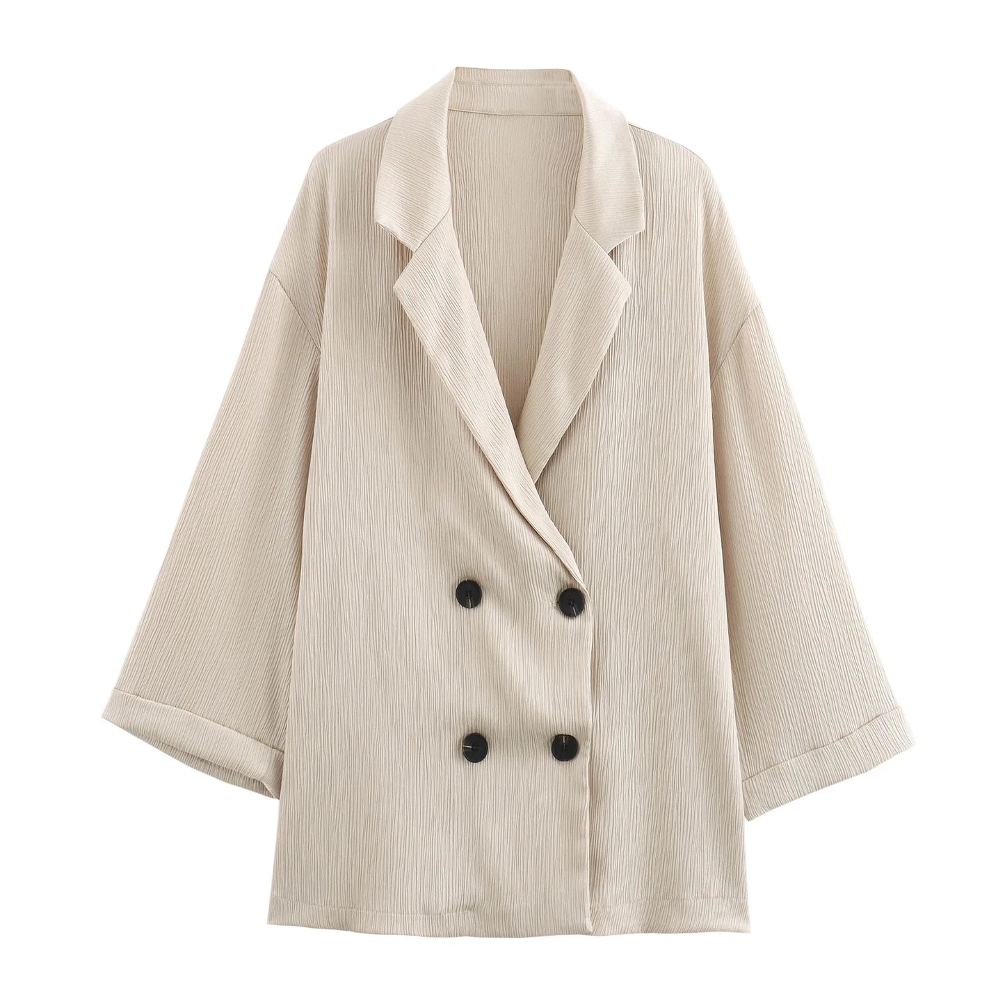 Autumn New Women's Clothing European And American Style Fashionable Wrinkled Suit Jacket Casual Pants Set
