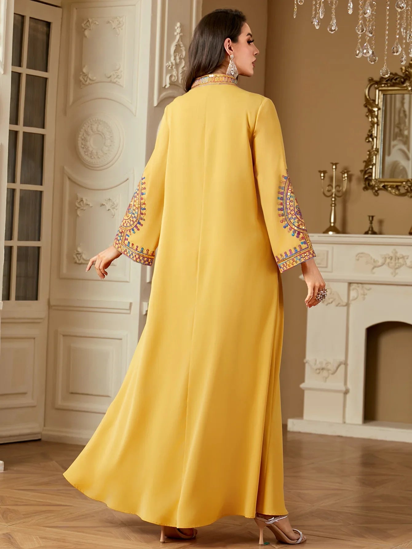 2025 Ramadan Muslim Women Embroidery Long Dress Islam Gulf Jalabiya Morocco Kaftan Turkey Robe Dubai Abaya Eid Djellaba Vestidos