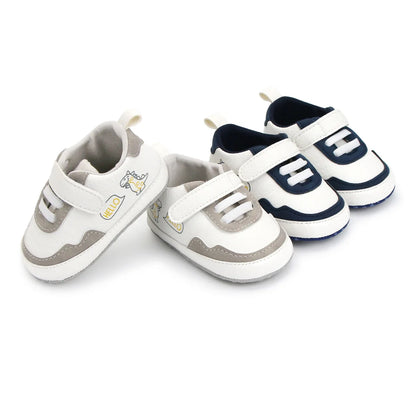 New Color Blocked 0-18M Spring And Autumn Baby Shoes For Men And Women PU Cartoon Printed Casual Sports Soft Soled Baby Walking