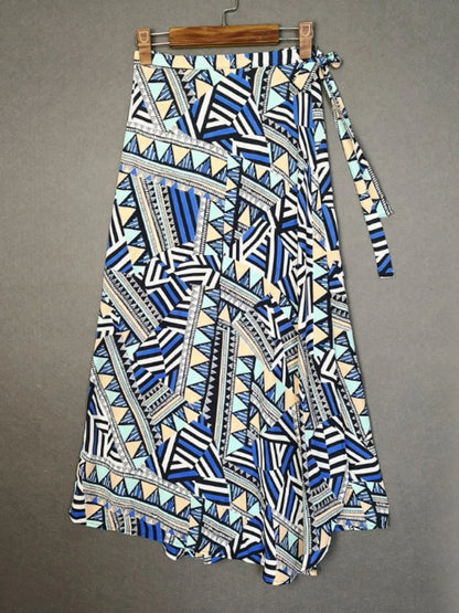 Vacation Style Wrap Skirt Beachside Long Skirt Women's High Waist A-Line Midi Skirt Floral Print One-Piece Summer Spring