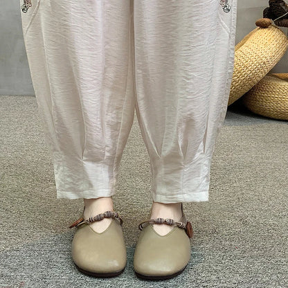 Fashionable Cotton And Linen Lantern Pants For Women's Daily Wear, Plus Size Casual Loose Elastic Waist Pants, High-quality