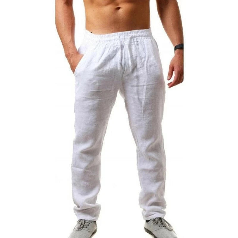 2024 Spring Linen Wide Men Pants Korean Trousers Oversize Cotton Streetwear Male New Yoga Pants Casual Men Clothing Sweatpants
