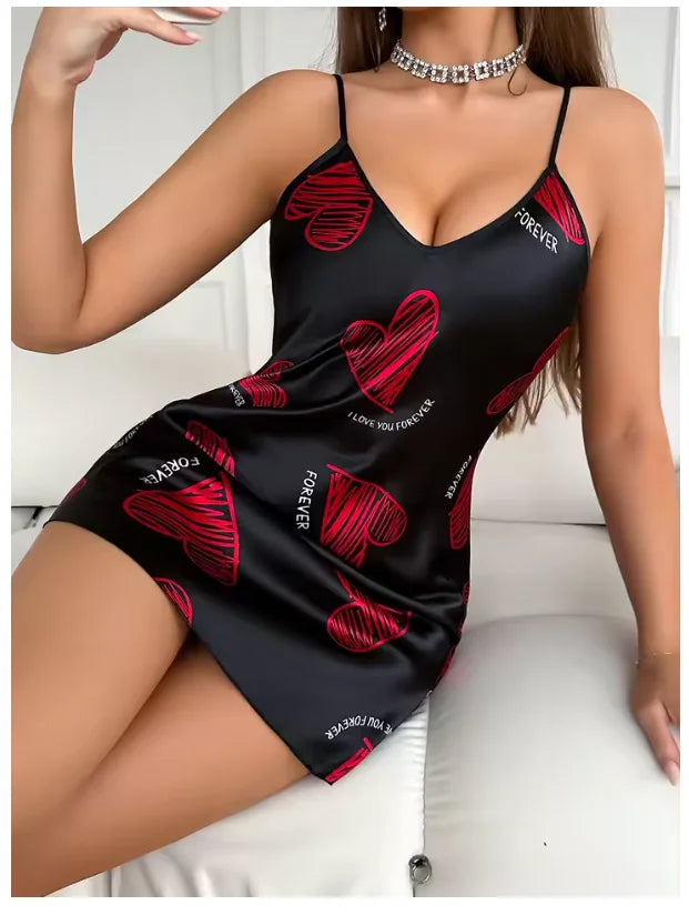 Women's Silk Adjustable Camisole V-Neck Slit Nightdress Silky Soft Cool Comfort Solid Sleepwear All-Season