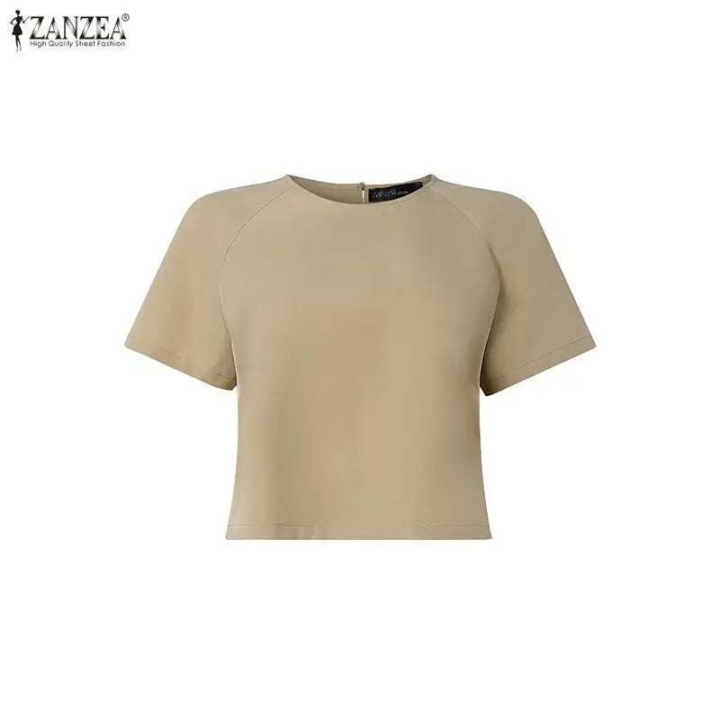 ZANZEA Fashion Dress Sets Women Summer 2PCS 2026 Elegant Short Sleeve Tops and Pleated Long Skirts Solid Outfits Streetwear 3XL