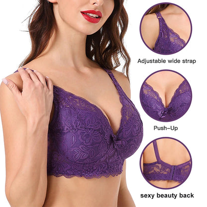 Hot Full cup thin underwear small bra plus size undewire adjustable lace Women's bra breast cover B C D Large size Lace Bras