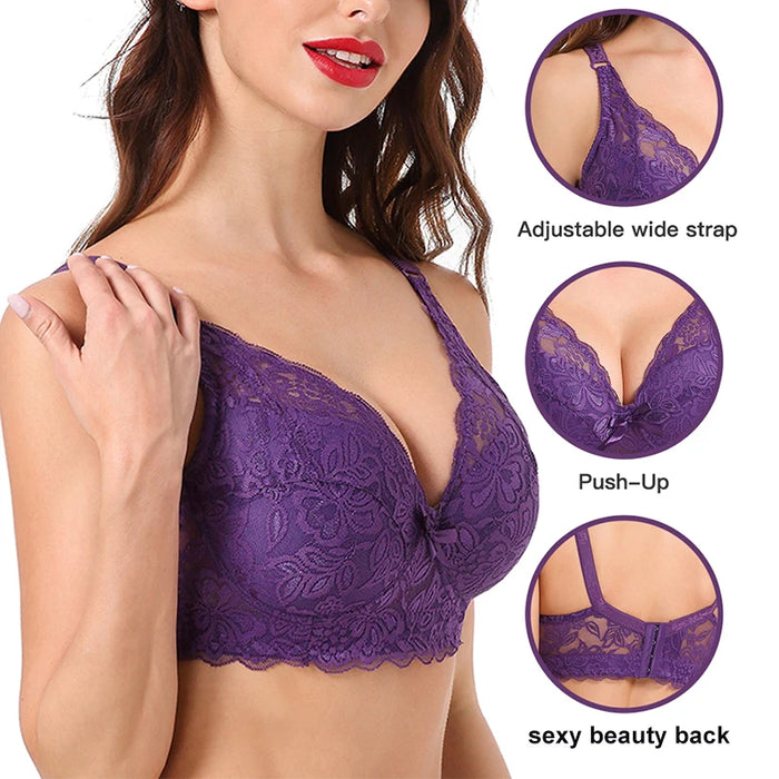 Hot Full cup thin underwear small bra plus size undewire adjustable lace Women's bra breast cover B C D Large size Lace Bras