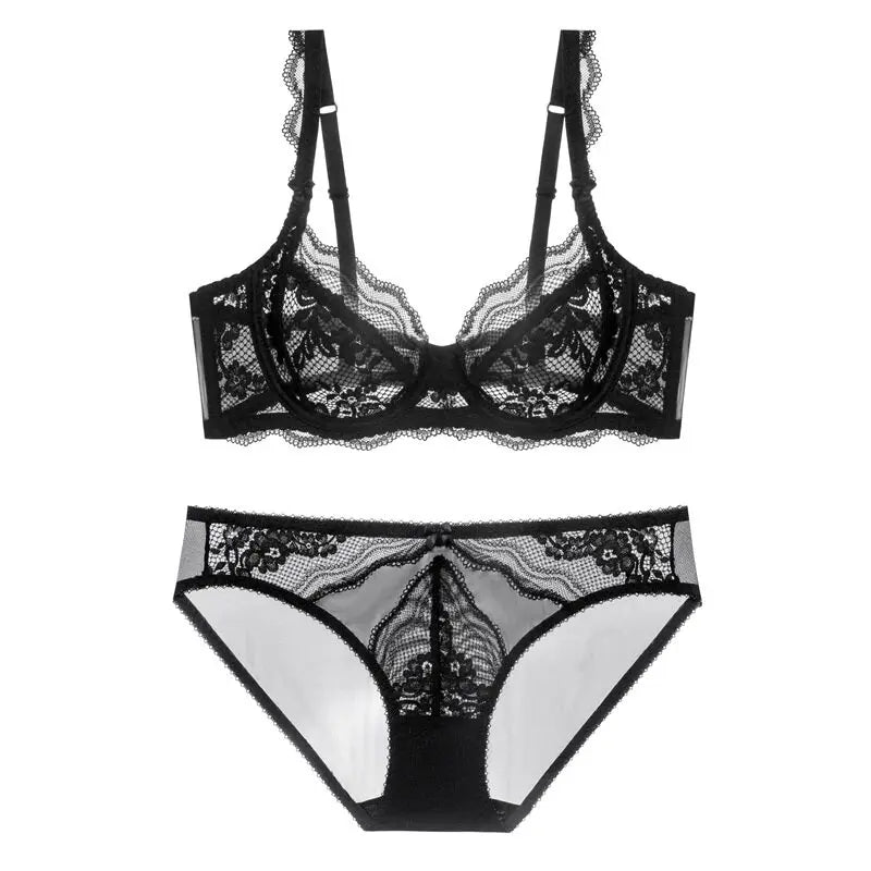 BANERDANNI La Parlé Elegant Floral Lace Bra Set Large Bust Looks Smaller Lightweight Breathable Pure Desire Bra & Set Hot Seller