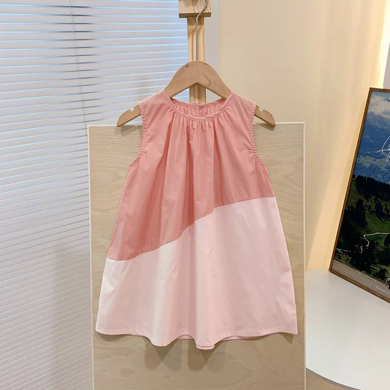 Girls Casual Dresses PATCHWORK Sleeveless Dress Toddler Girl Clothes for 1 To 8 Years Party Dress for Kids Girl
