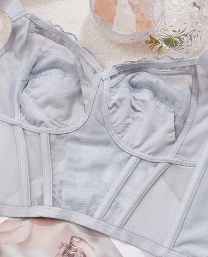 Lace Wireless Adjustable Long Bra Full Cup Body Shaping Comfortable Underwear for Women Slim Fit Tops M L XL XXL