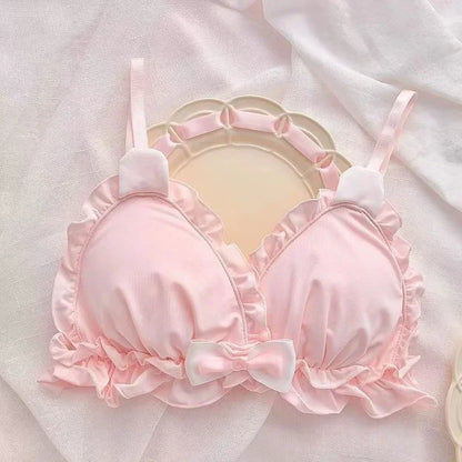 Little White rabbit ears girls underwear  Japanese girls pure desire small chest thin bra without underwire