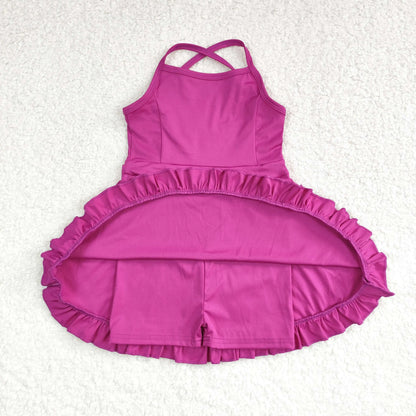 Best Selling Baby Girls Lavender Strap Colorful Skorts Shorts Yoga Sportswear Knee Length Dresses Toddler Kids Children Clothes