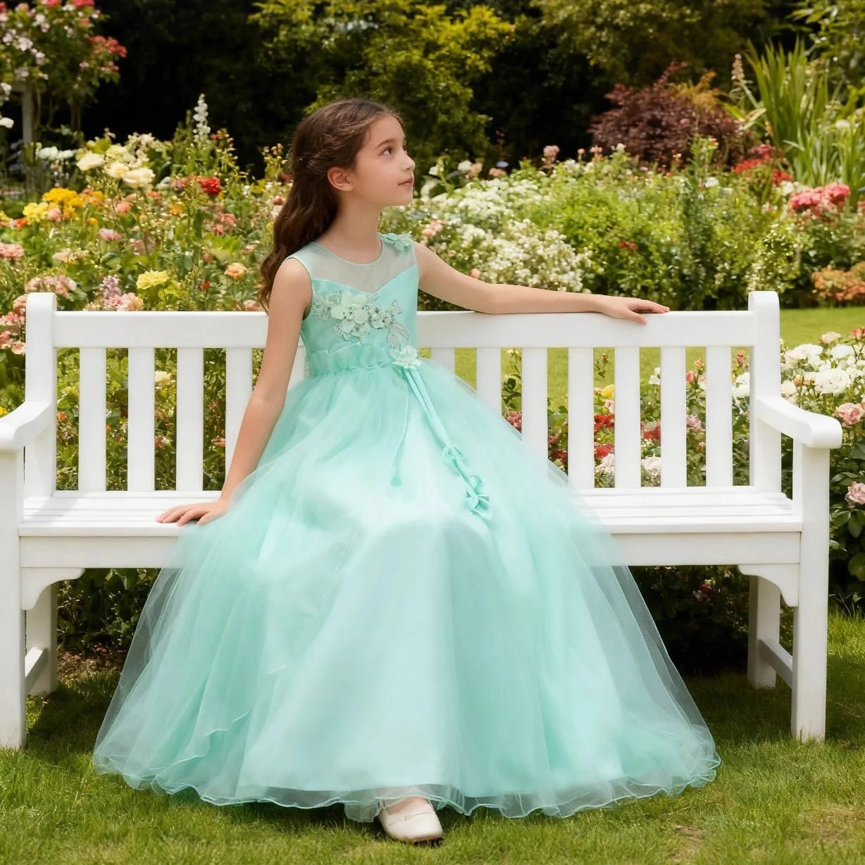 4-15 Year Teens Party Prom Dress Wedding Flower Girl Dress Kids Girls Elegant Princess Sleeveless Pageant Formal Long Dress