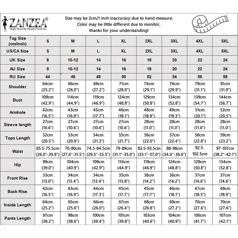 ZANZEA Women's Pant Sets with Abstract Waves Print 3/4 Sleeve Blouse & Wide Leg Pant 2 Pieces Suits Summer Casual 2pcs Outfits