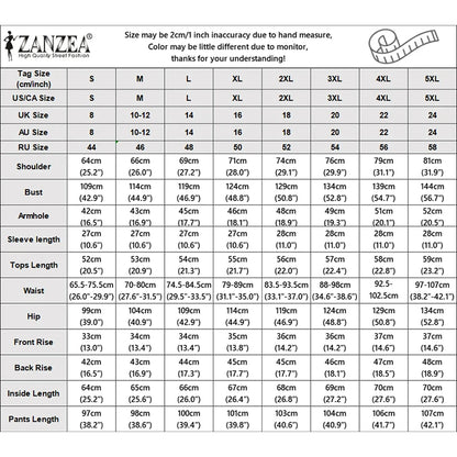 ZANZEA Women's Pant Sets with Abstract Waves Print 3/4 Sleeve Blouse & Wide Leg Pant 2 Pieces Suits Summer Casual 2pcs Outfits