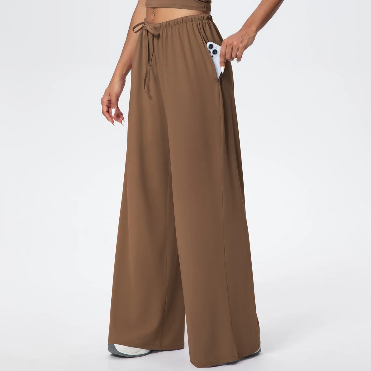 Loose Breathable Yoga Full Length Wide Leg Pants Solid Color Naked Feel Fitness Sports Woman Quick Drying Gym Pencil Pants