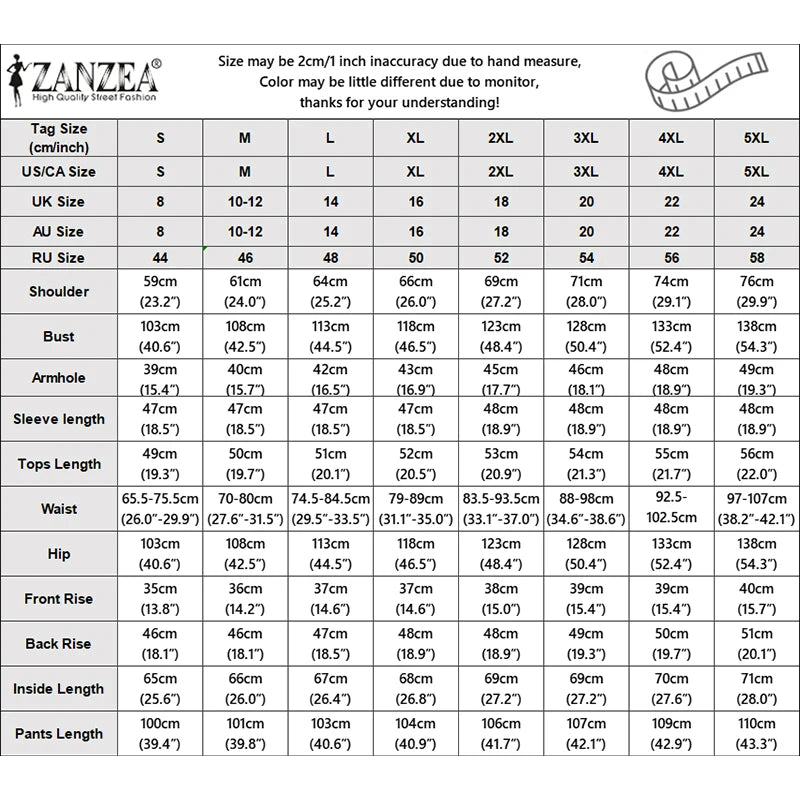 ZANZEA Women's Stylish 2-Piece Sets Long Sleeve V-Neck Tied-Hem Blouse & Wide Leg Pant Matching Sets Minimalist Casual Co-ords