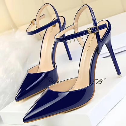 BIGTREE Shoes Fashion Sandals Women 2026 Patent Leather High Heels Women Sandals Summer Heeled Sandals Pointed Toe Women Pumps