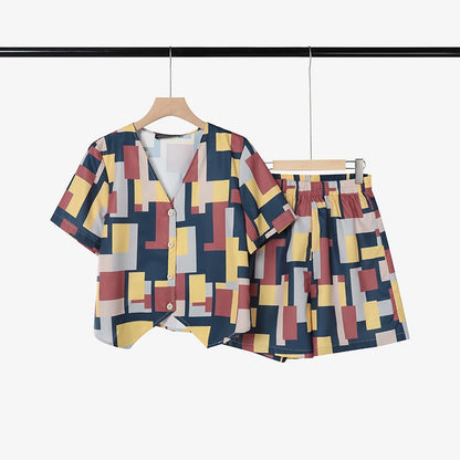 Fashion Summer 2 Pieces Sets 2026 ZANZEA Printed Tracksuit Women V Neck Short Sleeve Blouse Short Sets Casual Holiday Outfits