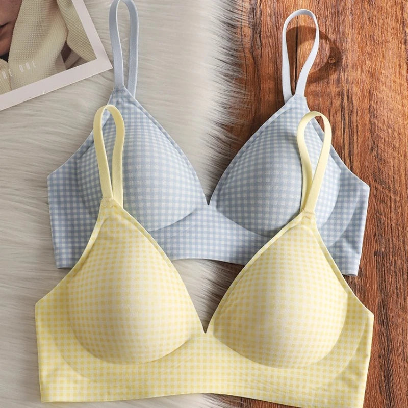 Everyday Wireless Bra for Set Women Seamless Cool Summer Bralette Thin Push Up Gather Small Chest Breathable T-Shirt Bra MOYISU