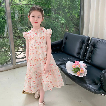 Floral Dress Girl Princess Farm Children's Elegant Dresses Teen Clothes 12 Years Party Summer Girls Clothing Sundress White 7 8