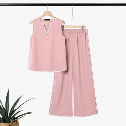 ZANZEA Stylish Sleeveless Tanks Tops Pant Sets 2026 Women Summer Patchwork Tracksuit 2 Pieces Sets Casual Loose Work Outfits