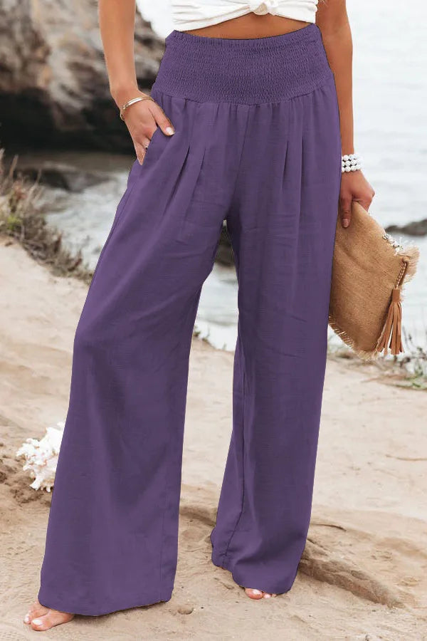 Women's Wide-leg Pants Solid Color Cotton and Linen Loose Trousers Basic Korean Style High Street Casual Pants for Female