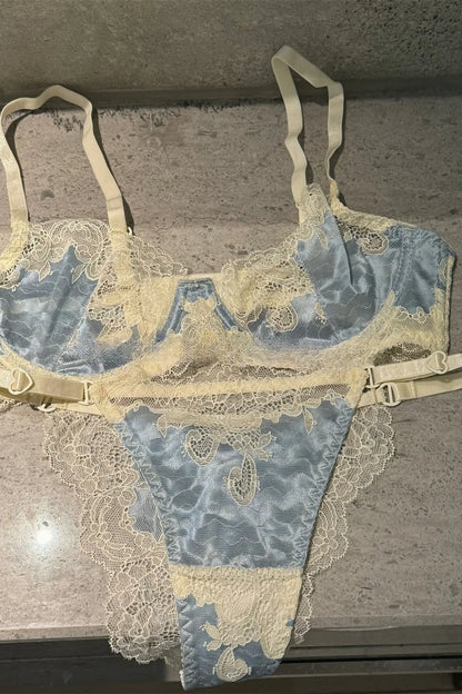 Lace girls underwear thin section glossy bra anti-sagging push up lingerie support large breasts show small bra set