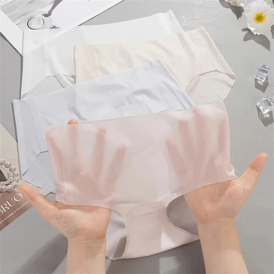 Ice Silk Seamless Underwear Women Ladies Summer Ultra In Sense Quick Drying Pants Briefs Girls Breathable Panties Lingeries M-XL