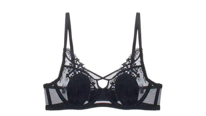 MOYISU Parisian Lace Bust Reducer - French Steel Ring Bra Set Rabbit-Ear Design Slimming Minimizer Lingerie Tushy for Full Chest