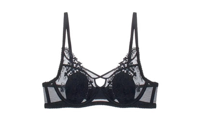 MOYISU Parisian Lace Bust Reducer - French Steel Ring Bra Set Rabbit-Ear Design Slimming Minimizer Lingerie Tushy for Full Chest