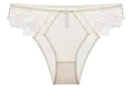 BANERDANNI Pure Desire Victoria French Lace Embroidered Lingerie Women's Thin Cup Triangle Cup Bra Set Comfortable No Underwire