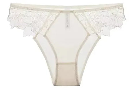 BANERDANNI Pure Desire Victoria French Lace Embroidered Lingerie Women's Thin Cup Triangle Cup Bra Set Comfortable No Underwire