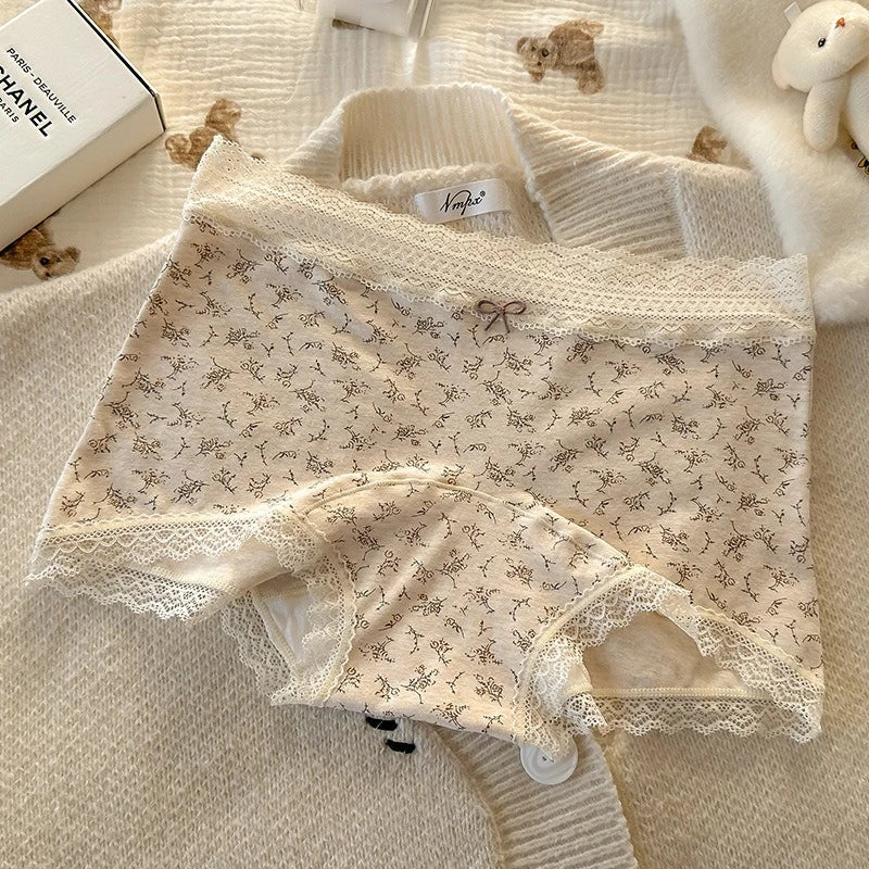 Cotton Women's Underwear Seamless Breathable Boxers Lace Mid-waist Boyshorts Ladies Sexy Lingerie Plus Size Japanese Boxer Short