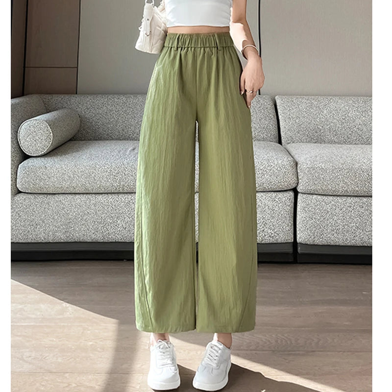 Women Cotton Linen Casual Pants 2026 Summer New High Waist Pleated Wide Leg Ankle Chic  Pants Easy Wear Quality  Trousers