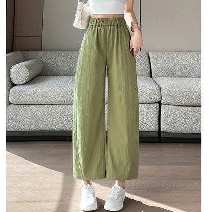 Women Cotton Linen Casual Pants 2026 Summer New High Waist Pleated Wide Leg Ankle Chic  Pants Easy Wear Quality  Trousers