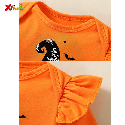 Halloween Outfit One Little Pumpkin Name My First Halloween Baby Girl 1st Ruffle Long Sleeve Romper Tutu Skirt Set Party Costume