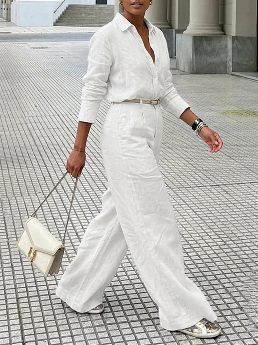 Bonboho Women's Cotton Linen High Waist Wide Leg Pants with Pockets 2026 Summer Minimalist Solid Color Casual Office Trousers