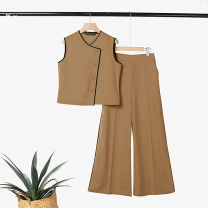 ZANZEA Fashion V Neck Sleeveless Tanks Tops Trousers Suit Summer Women Matching Sets Casual OL Work Pant Sets Holiday Tracksuit