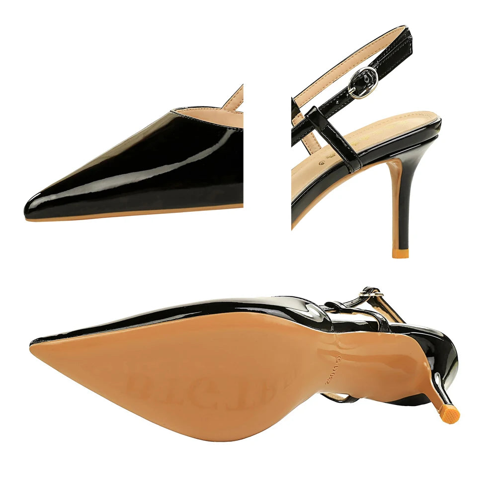 BIGTREE Shoes Summer High-Heeled Sandals Women Shoes Patent Leather Women Pumps Pointed Tip Stiletto Heels 6 cm Ladies Shoes