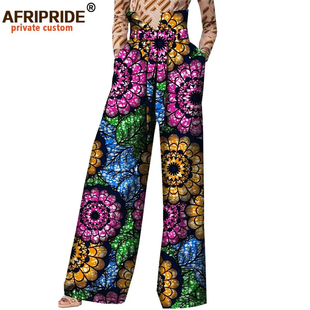 2026African Pants for Women Plus Size Wear Trousers Customzied High Waist Full Length Back Zipper Pants with Sashes A1821002