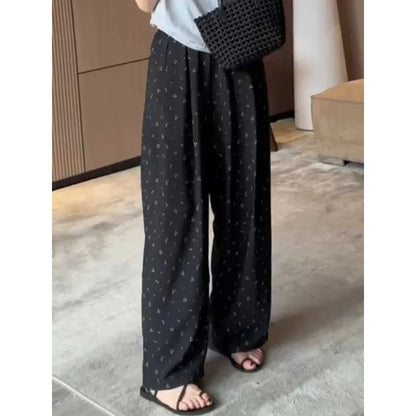 Women's Floral Print High Waist Wide Leg Pants Loose Casual Summer Trousers