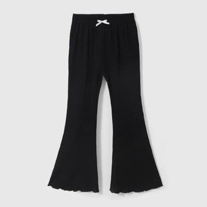 Girls' Summer Lightweight Bell Bottom Pants with Bow Height Enhancing Versatile Casual Pants for Kids Stylish and Comfortable