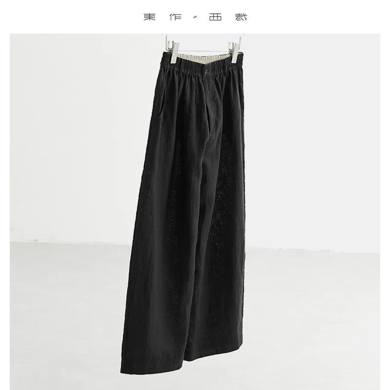 21 Count Ramie Elastic Waist Plus Size Casual Pants Loose Linen Women's Trousers 2026 Spring/Summer Women's Fashion