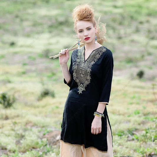 Indian Dress for Women Ethnic Blouses Embroidery Vestido Indiano Clothes India Clothing Pakistani Kurta Kurti Dresses