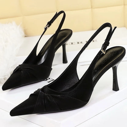 BIGTREE Shoes Bowknot Design High-heeled Sandals Women Shoes Buckle Women Pumps Stiletto Heels 8 cm Summer Sandals Ladies Shoes