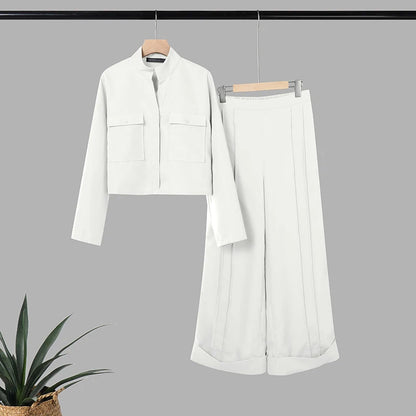 ZANZEA 2026 Spring Outfits Stand Neck Long Sleeve Tops Pant Sets Stylish Solid OL Work Tracksuit Women 2 Piece Sets Streetwear